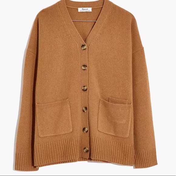 Madewell (Re)sourced Cashmere Ex-Boyfriend Cardigan Sweater Honey Chestnut - Picture 6 of 6